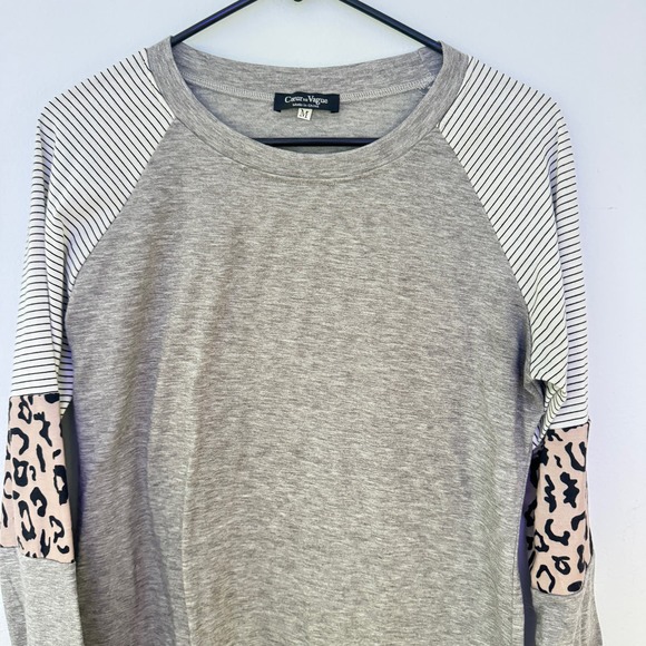 Couer de Vague Women's Long Sleeve Leopard Print Tunic Baseball Tee Medium - Picture 5 of 6